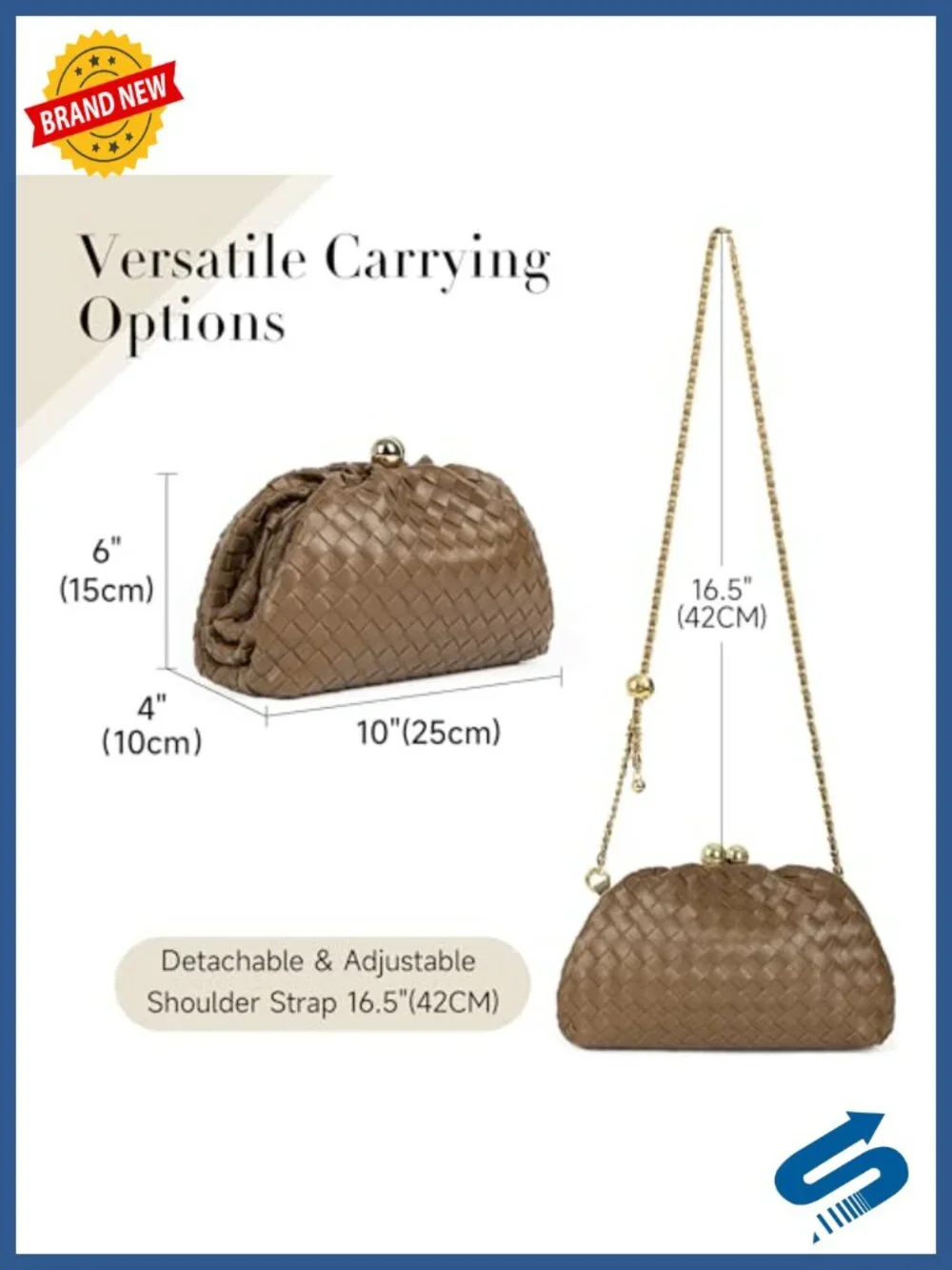 Woven Vegan Leather Dumpling Bag Clutch Crossbody Wedding Purse